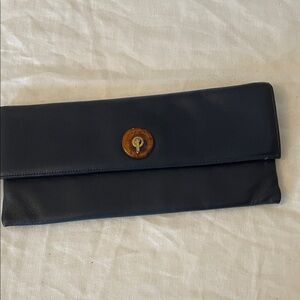 Vintage Jane Shilton navy leather clutch